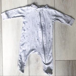 Gray Feather Baby Zip Up Pajamas with feet